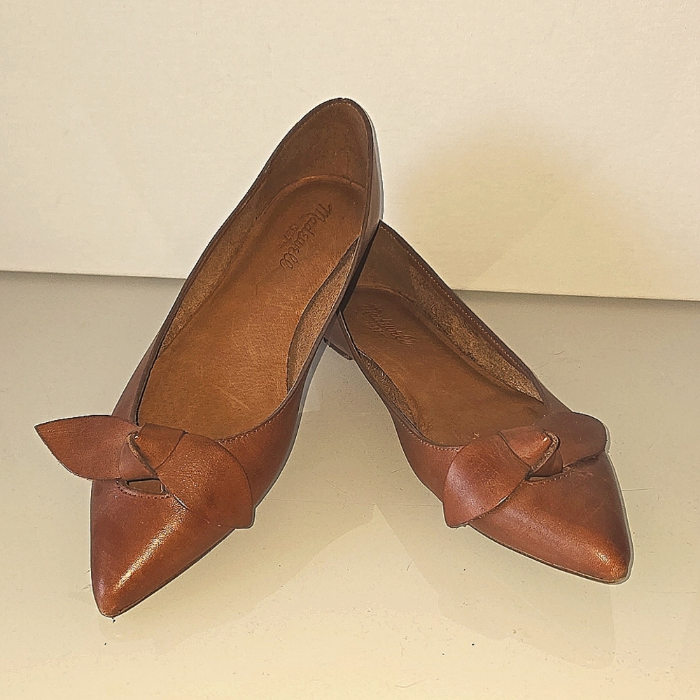 Madewell leather flats with bow detail sz 9